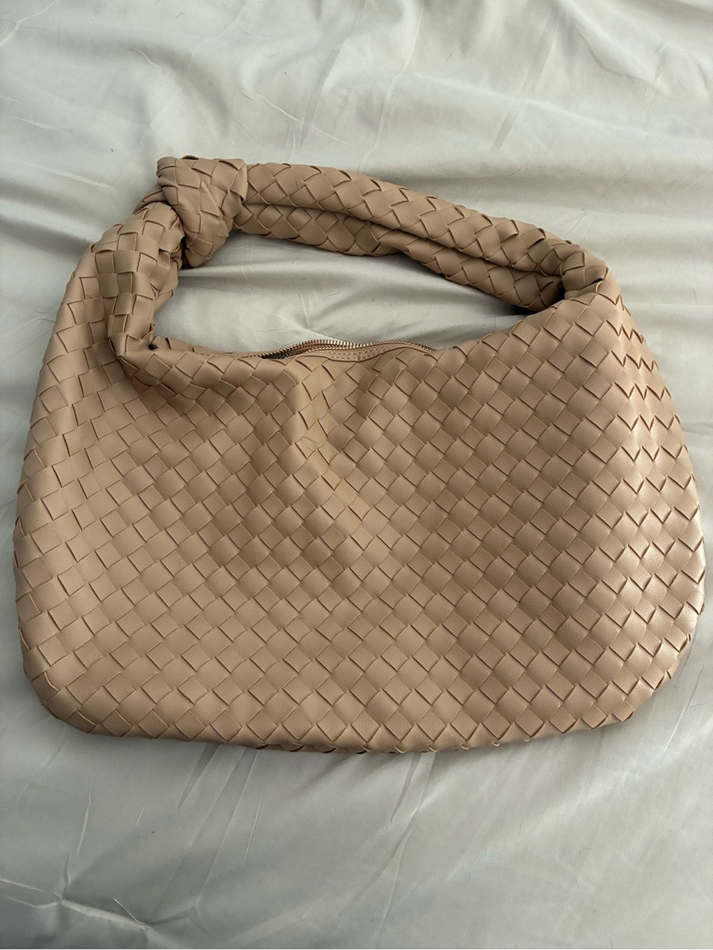 Urban Expressions Knotted Woven Hobo Bag in Beige